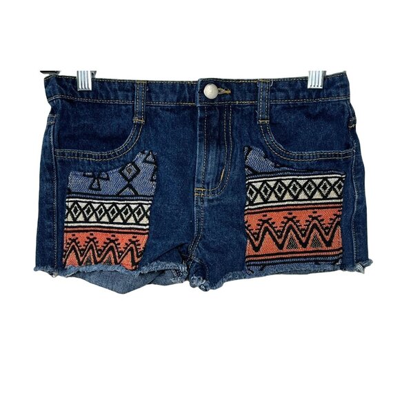 Hayden Girls Denim Shorts 11/12 Patchwork Boho Cut Offs Blue Jean Summer - Picture 1 of 6